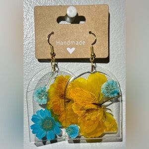 Floral Resin Earrings with Gold Hooks